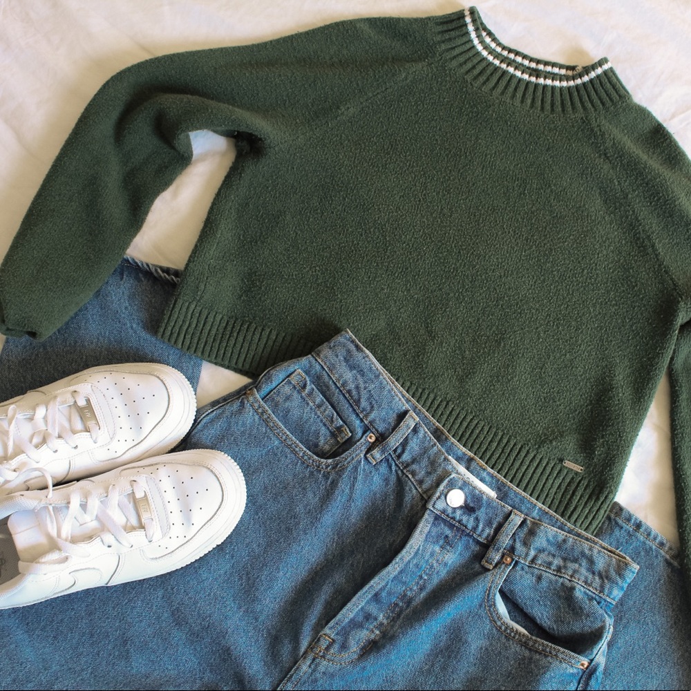 Green Cropped Sweater